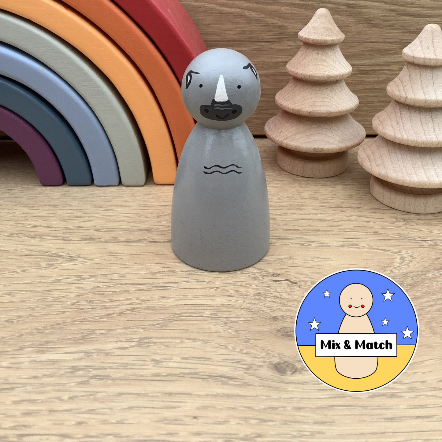 Rhino Peg Doll