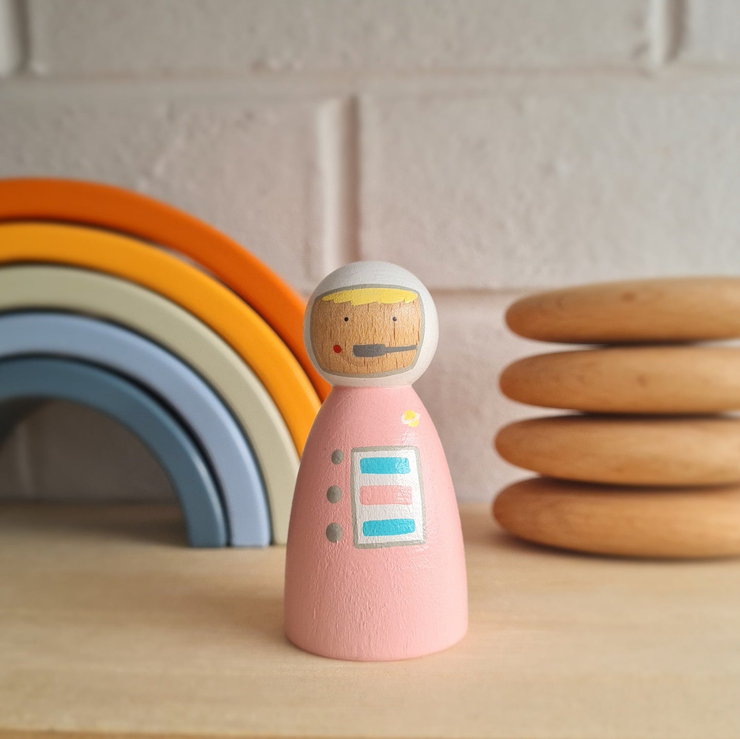 Pink Astronaut Peg Doll