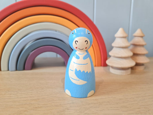 Dinosaur Peg Doll (Blue T Rex)
