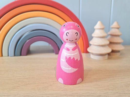 Dinosaur Peg Doll (Pink T Rex)