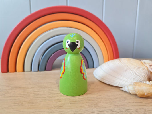 Parrot Peg Doll Green
