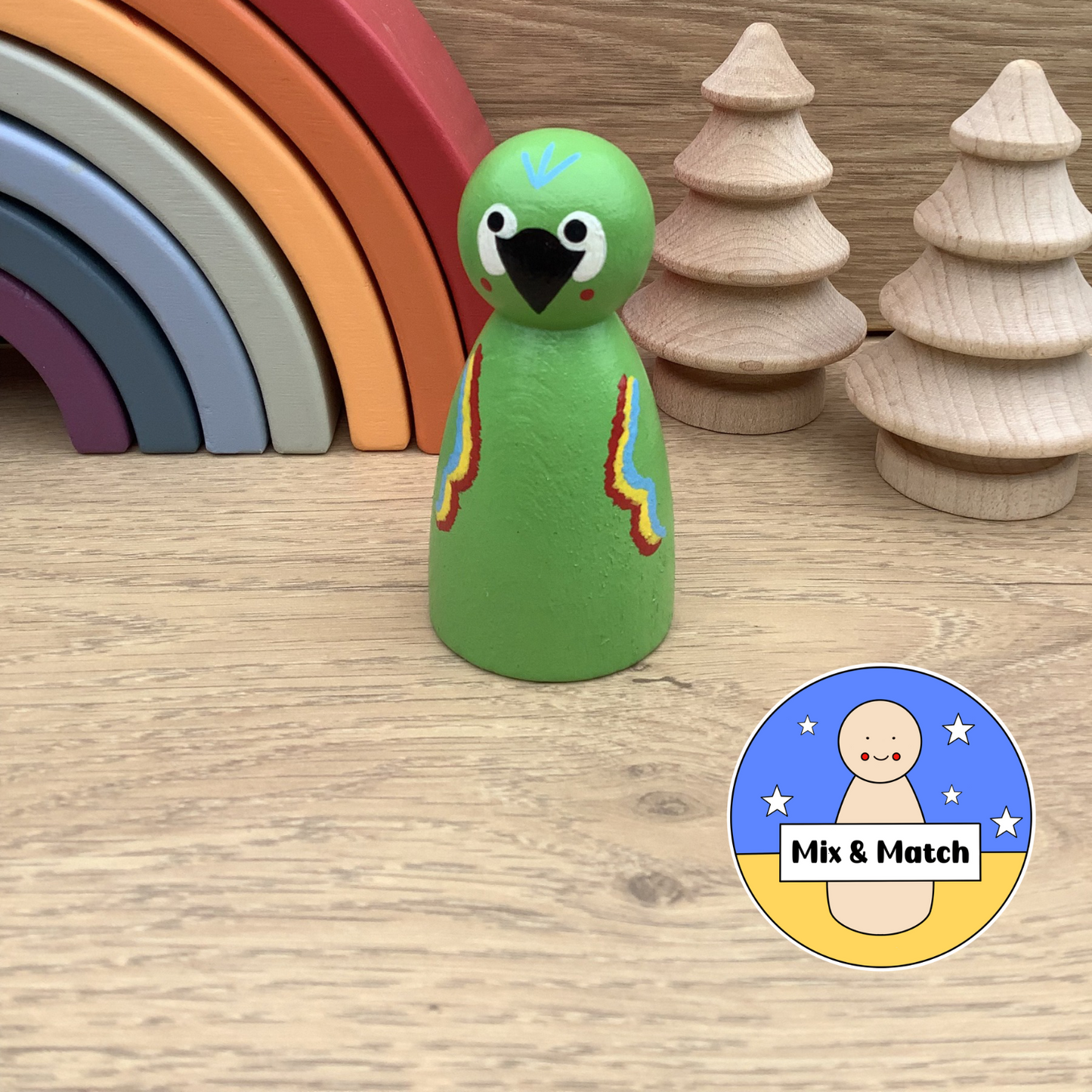 Parrot Peg Doll Green