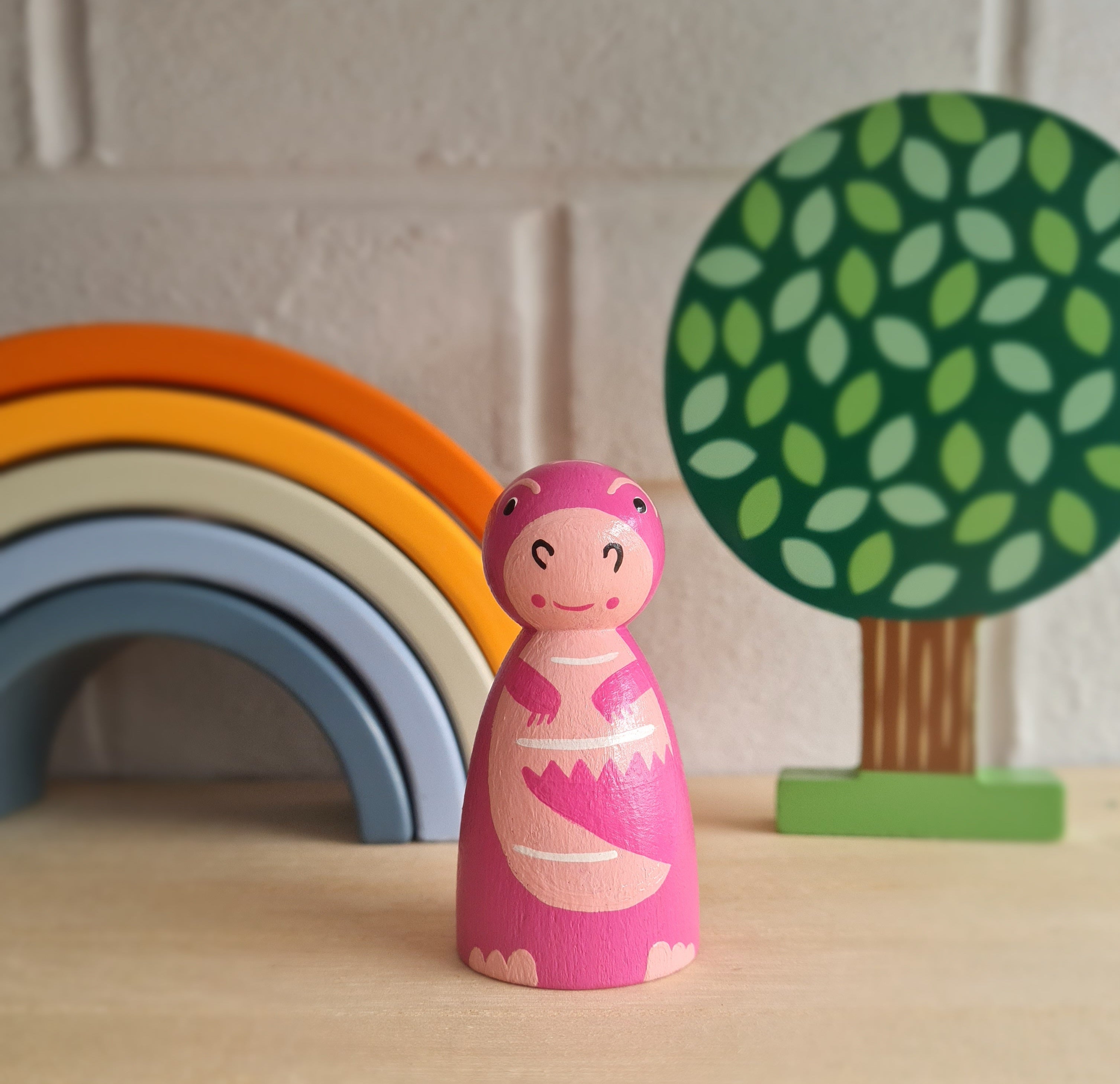 Dinosaur Peg Doll Pink T Rex Planet Peg