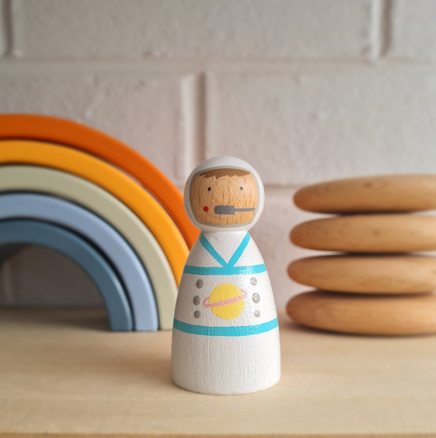 Blue Astronaut Peg Doll